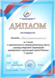 Team of GIPROTYUMENNEFTEGAZ won the 1st place in local sports events