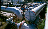 Central Tank farm of Southern part of the Samotlor field. Oil metering station of terminal separation units 